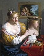 Paulus Moreelse Girl with a Mirror oil painting reproduction